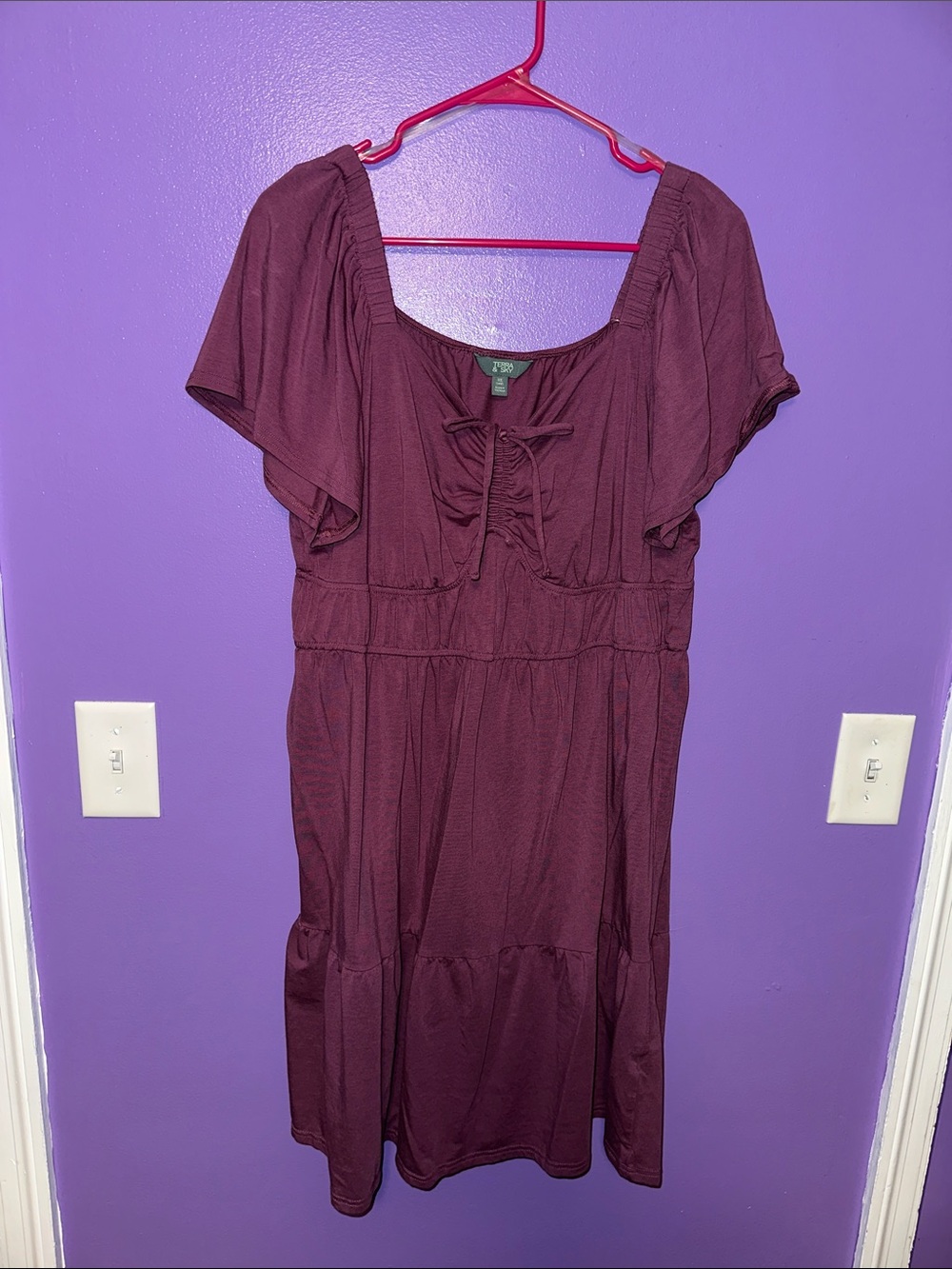 Terra & Sky Plum Tie-Front Midi Dress